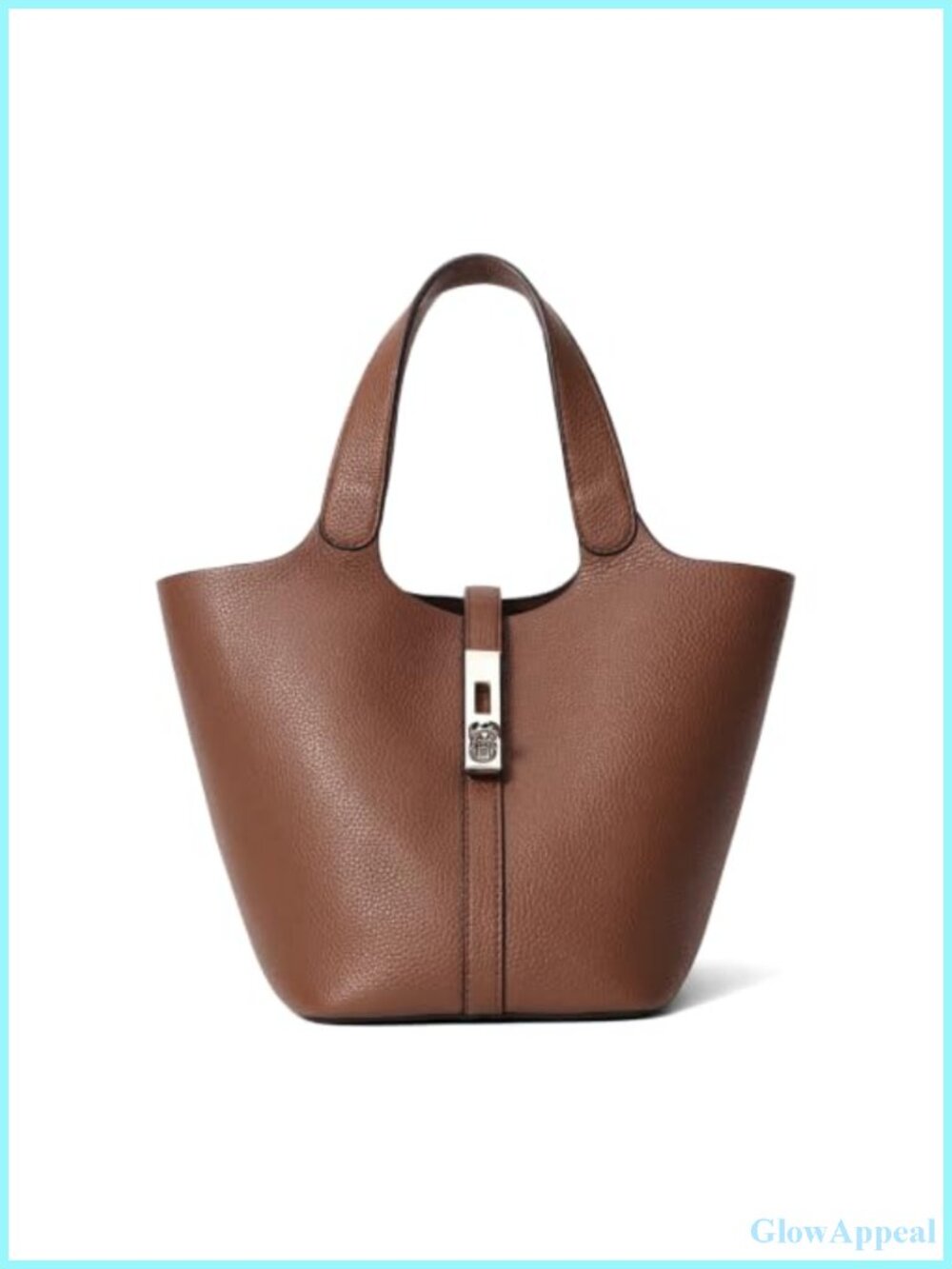 Vegan Leather Bucket Purse Top Handle Handbag with Detachable Pouch